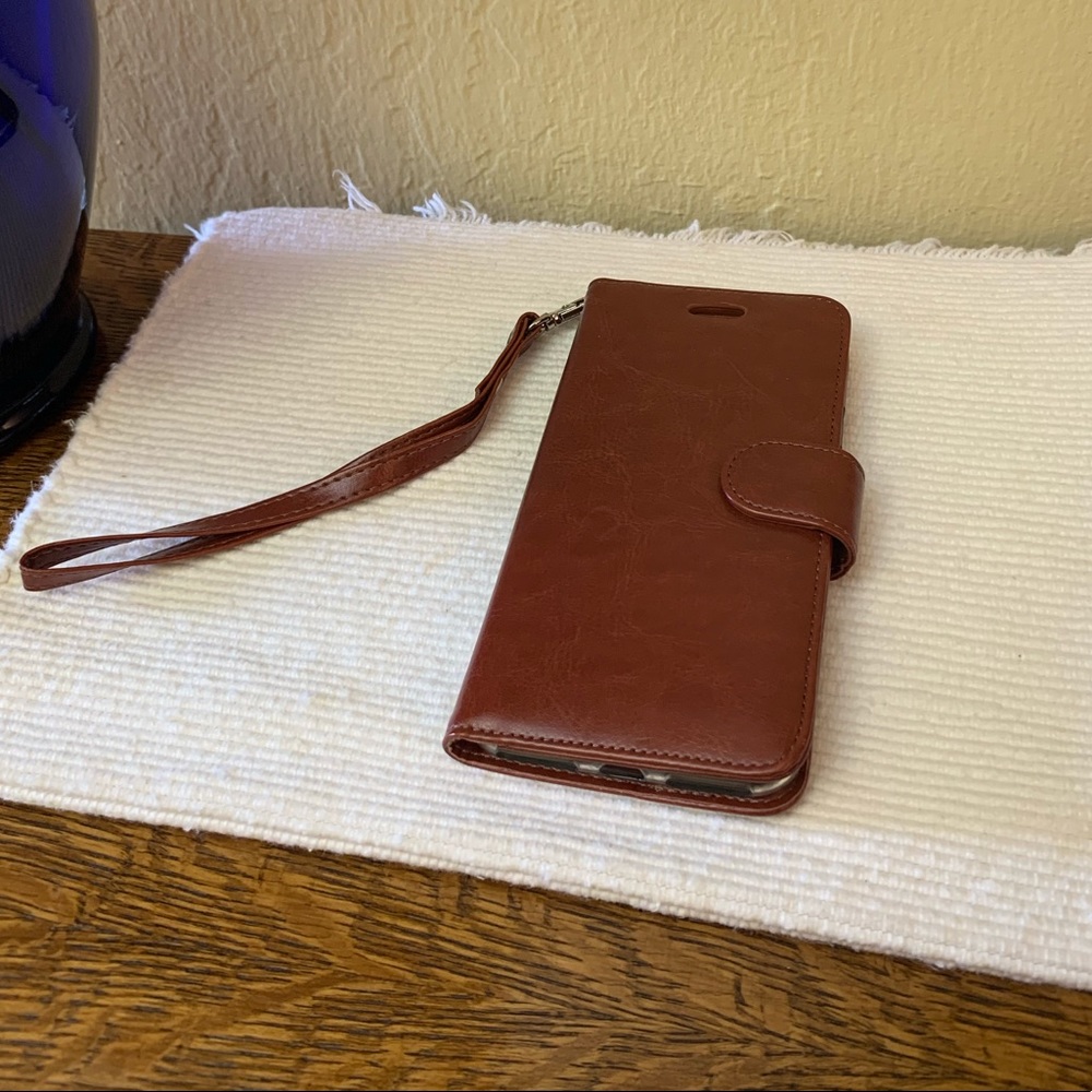 iPhone 7+/8+ wallet reddish brown leather